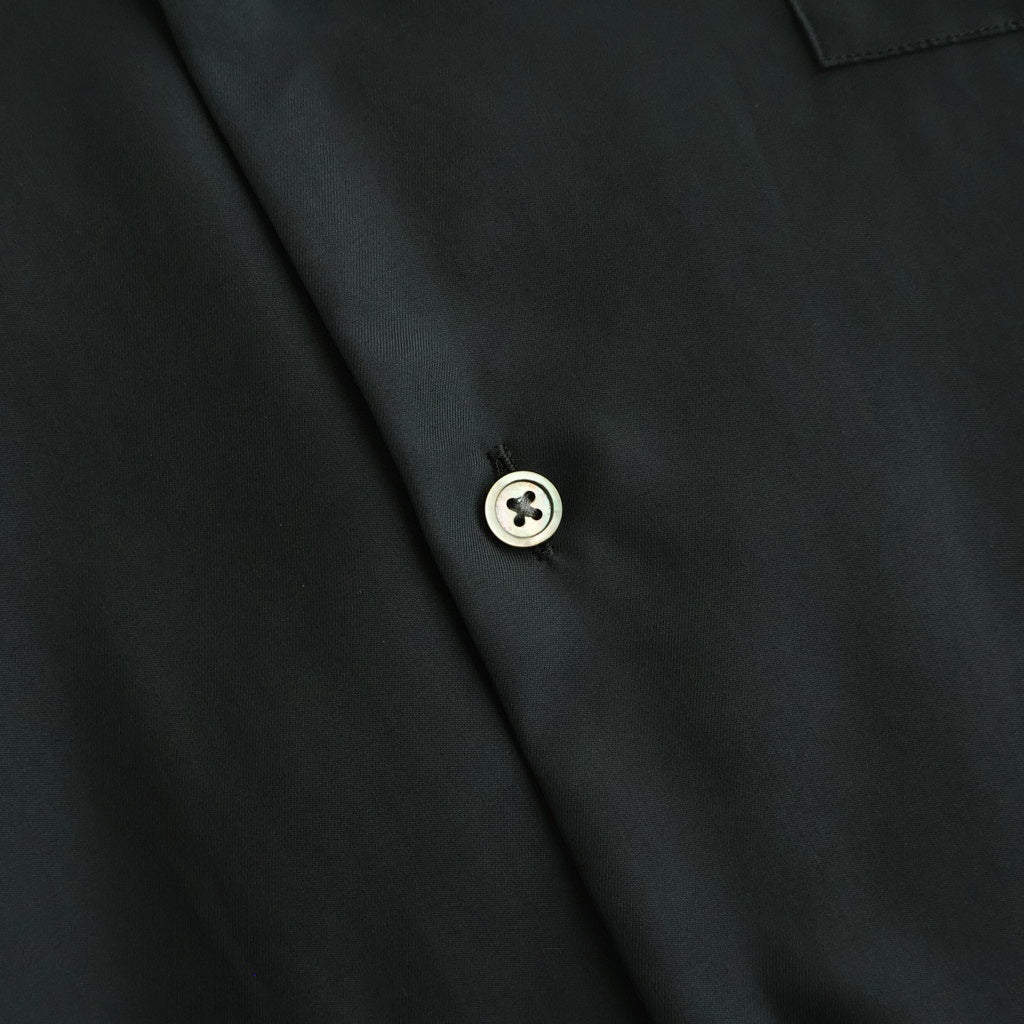 CUPRO TWILL OVERSIZED OPEN COLLAR SS SHIRT #BLACK [ST.1462]