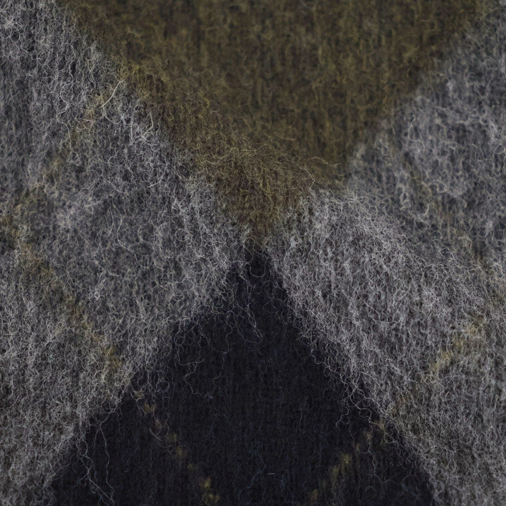 FINE WOOL ARGYLE KNIT CREW NECK LS #DARK GREY MULTI [ST.1649]