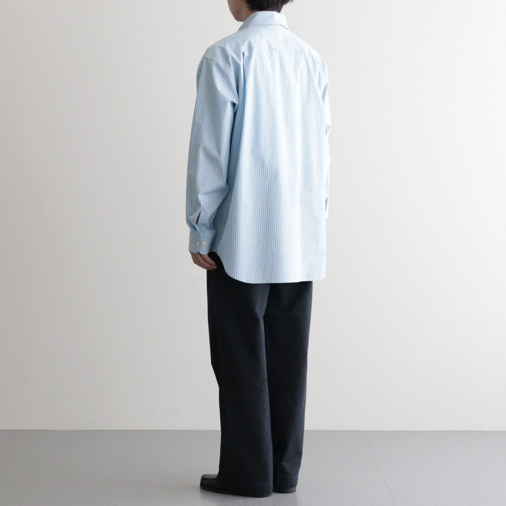 Cotton Poplin Striped Classic Shirt #Blue [OFH010SH12]