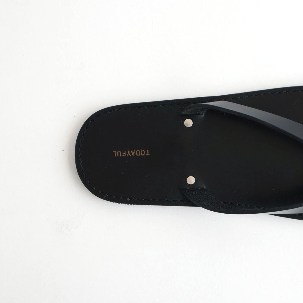 Leather Thong Sandals #BLK [12611018]