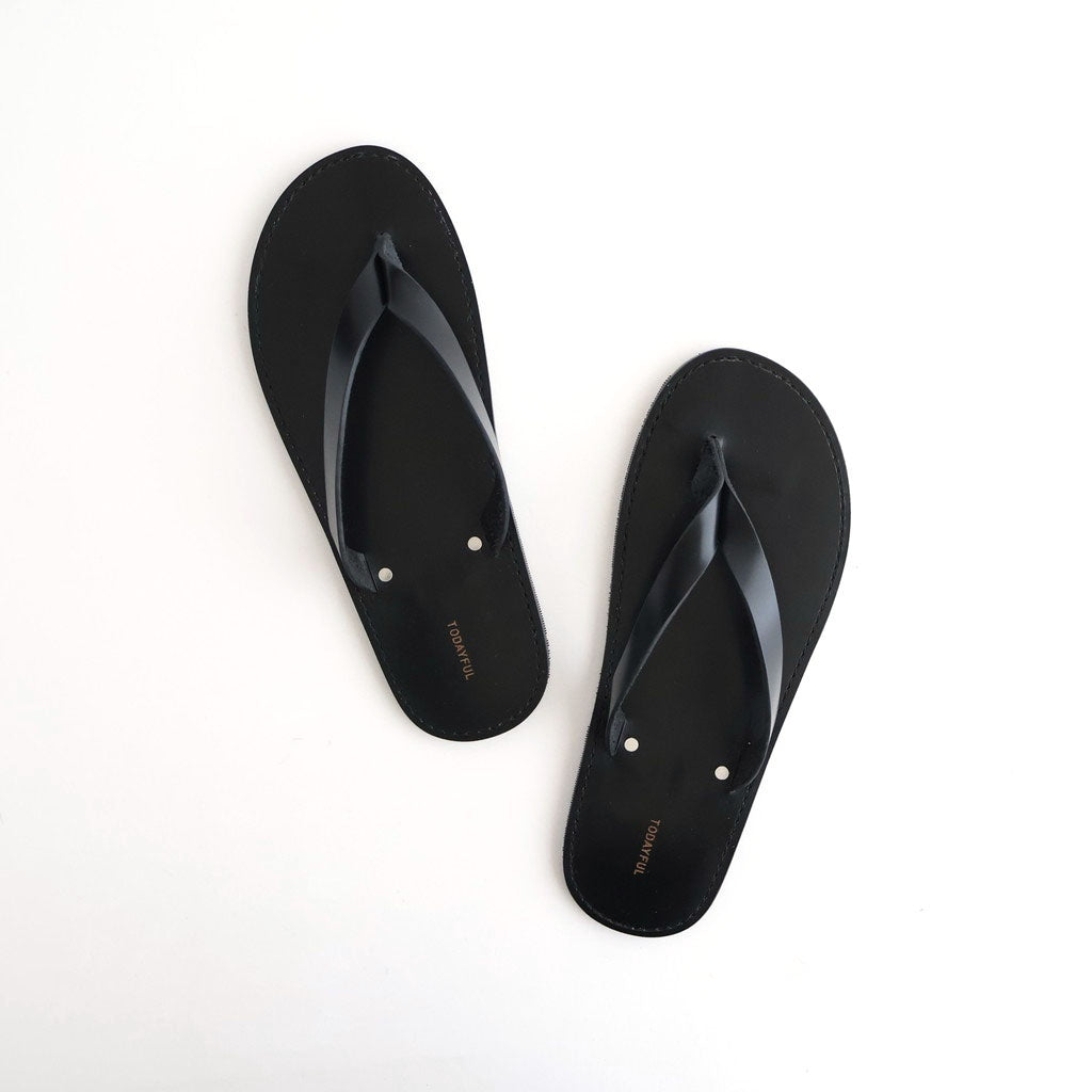 Leather Thong Sandals #BLK [12611018]