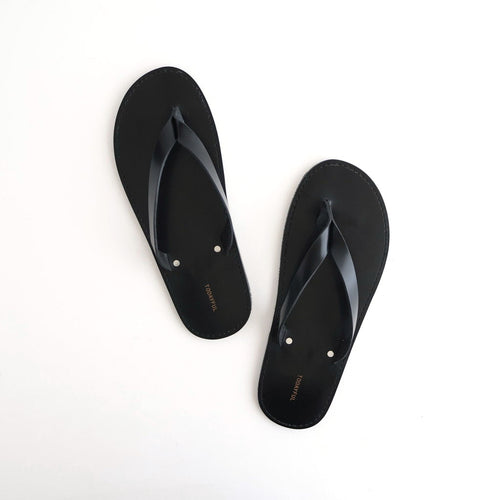 Leather Thong Sandals #BLK [12611018]