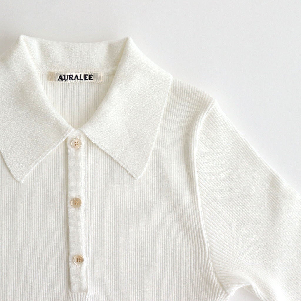 AURALEE COTTON HIGH GAUGE RIB KNIT POLO Auralee - Giza High Gauge