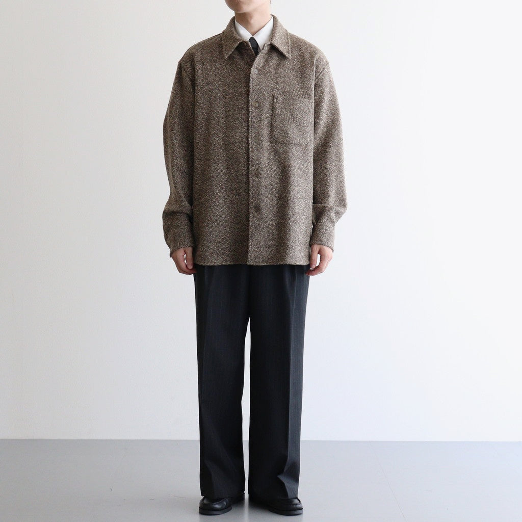 HOMESPUN TWEED SHIRT BLOUSON #BROWN [A25AB02HT] - ciacura 三重県