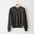 SILK SUEDE KNIT V NECK PULLOVER #BROWN [KRAGLW0312]