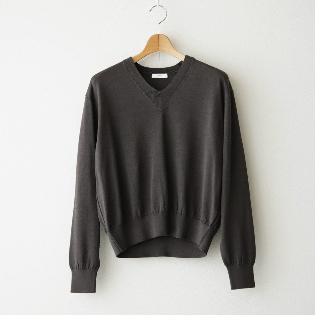 SILK SUEDE KNIT V NECK PULLOVER #BROWN [KRAGLW0312]