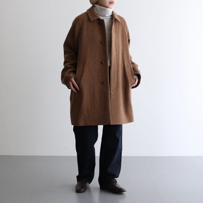 WOOL SOUTIEN COLLAR COAT SHORT #brown tweed [14551]