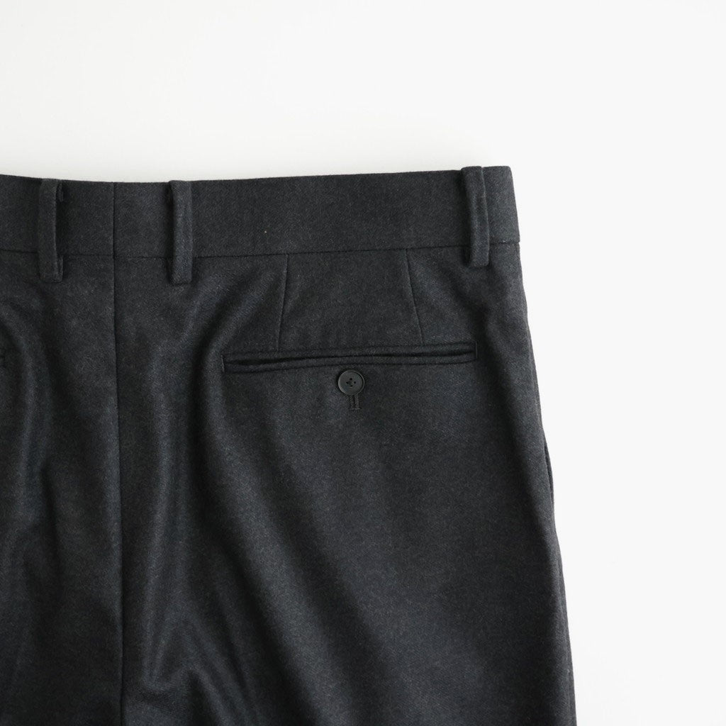 WOOL FULLING FLANNEL ONE-TUCK SLACKS #TOP CHARCOAL [A26AP03CF]