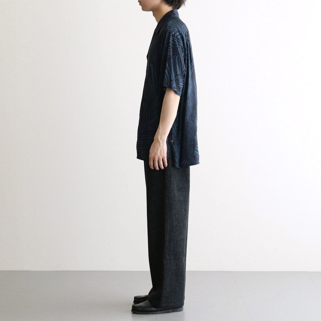 Leaf Pattern Printed Open Collar Shirt #NAVY [YK26SS01202SH]