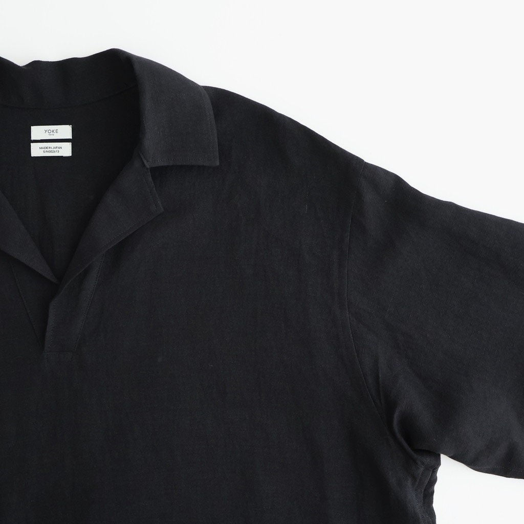 LINEN SKIPPER POLO SHIRT #BLACK [YK26SS01291SH]