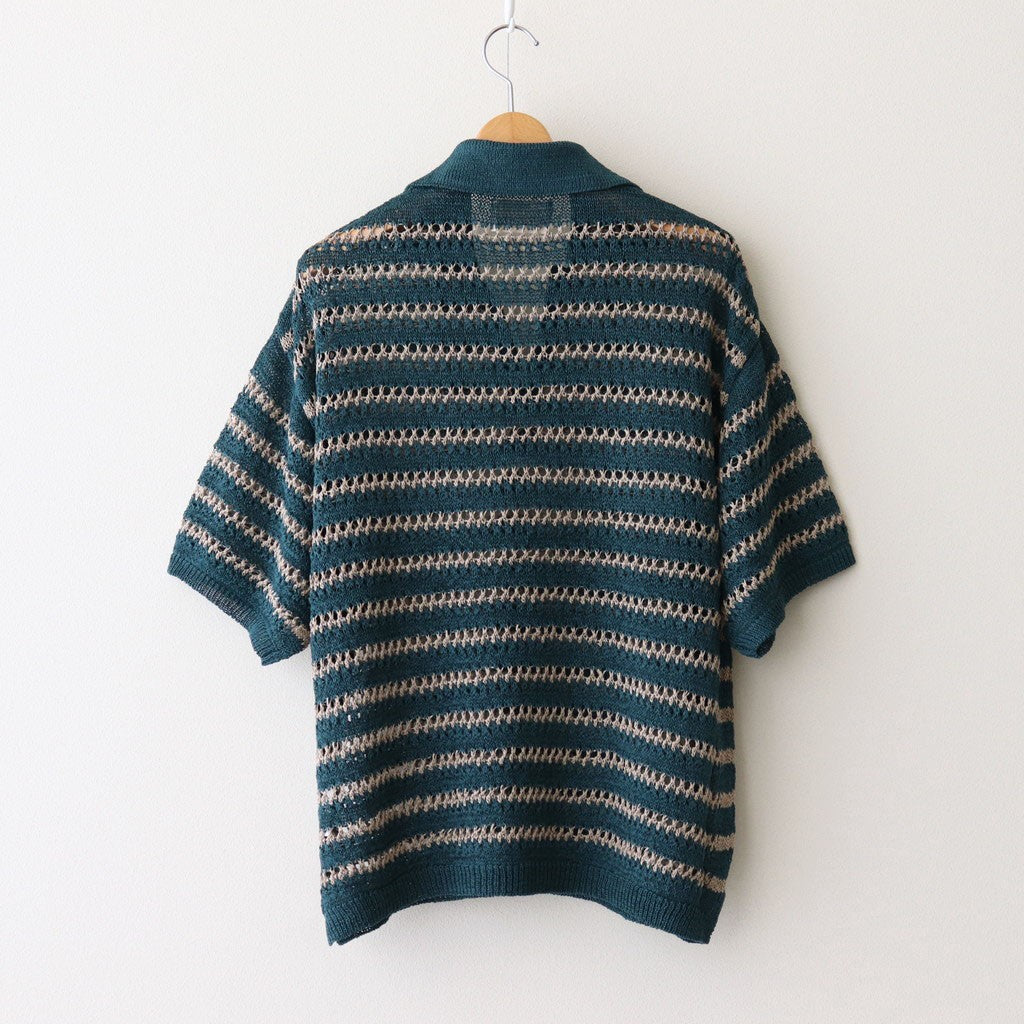 BORDER MESH KNIT SKIPPER POLO SHIRT #PEACOCK GREEN [YK25SS001010S]