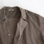 AIRY LIGHT COTTON CHECK P/O SHIRT #BROWN GINGHAM CHECK [A25SS02GC]