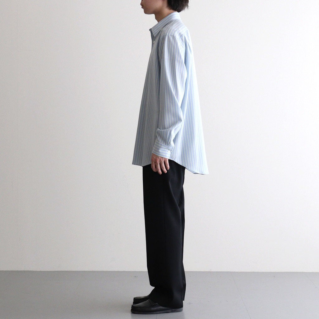SUPER FINE WOOL STRIPE SHIRT #SAX BLUE LIME STRIPE [A26SS01WW]
