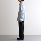 SUPER FINE WOOL STRIPE SHIRT #SAX BLUE LIME STRIPE [A26SS01WW]