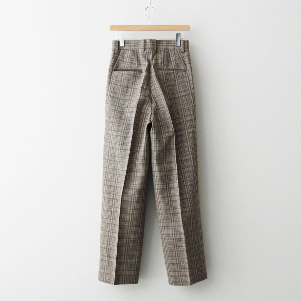 SILK LINEN NEP CHECK ONE-TUCK SLACKS #DARK BROWN CHECK [A26SP04SN]