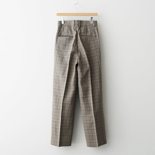 SILK LINEN NEP CHECK ONE-TUCK SLACKS #DARK BROWN CHECK [A26SP04SN]