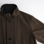 REVERSIBLE WOOL TWISTED TWILL / SHEEP LEATHER HALF COAT #BROWN CHAMBRAY × BLACK [A26AC01AN]