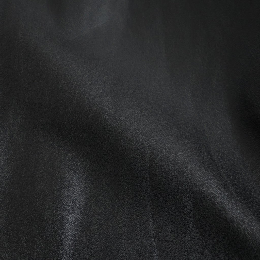 REVERSIBLE WOOL TWISTED TWILL / SHEEP LEATHER HALF COAT #KHAKI BEIGE CHAMBRAY × BLACK [A26AC01AN]