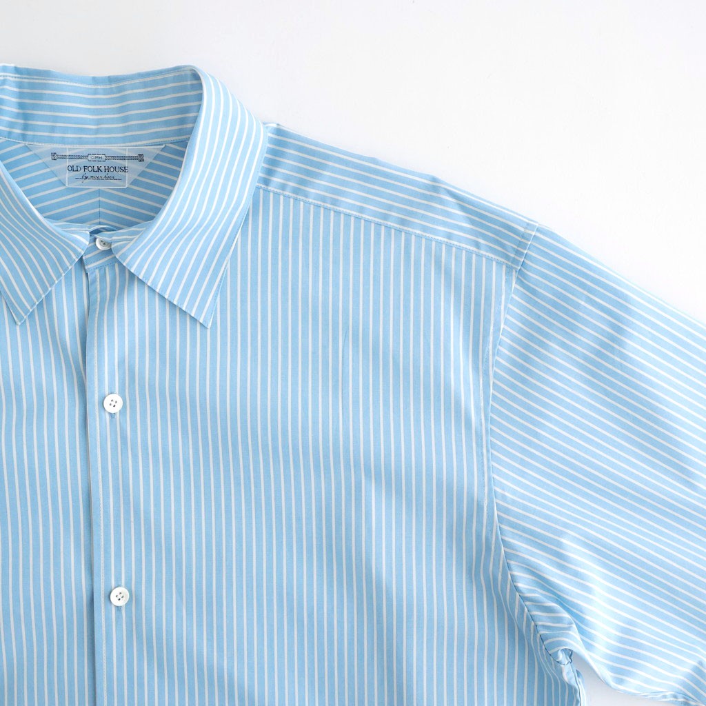 Cotton Poplin Striped Classic Shirt #Blue [OFH010SH12]