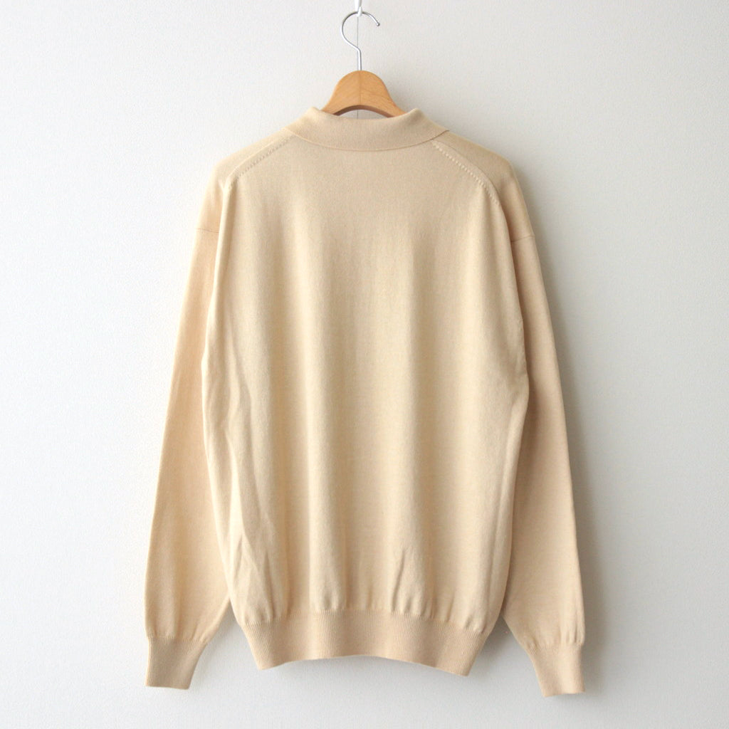 CASHMERE SILK WOOL KNIT POLO #LIGHT KHAKI [A24AP02SK]