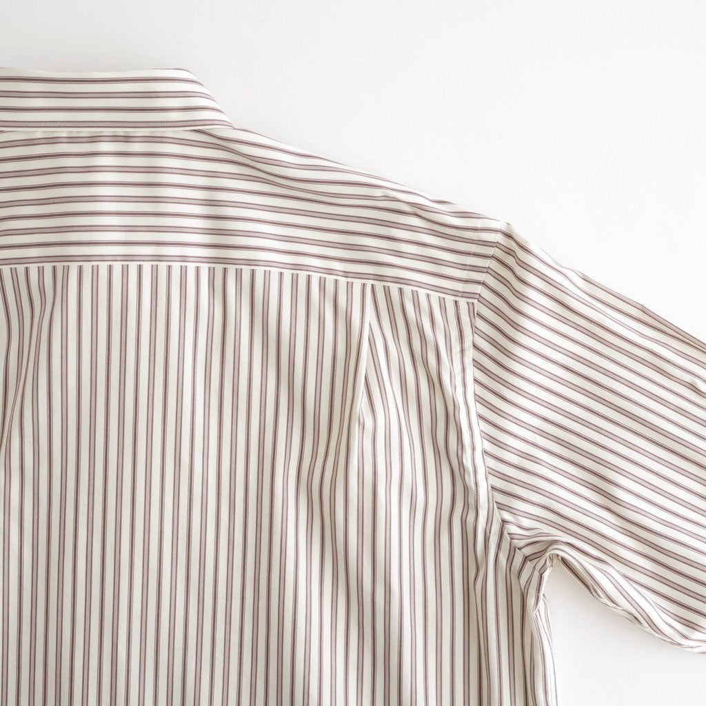 COTTON SILK STRIPE SHIRT #RED BROWN STRIPE [A26AS03CS]