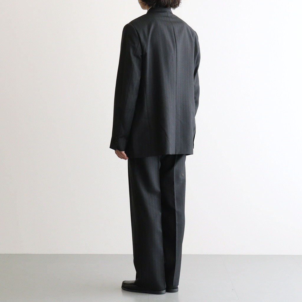 BLUEFACED WOOL TWO-TUCK SLACKS #CHARCOAL NAVY STRIPE [A26AP02BS]
