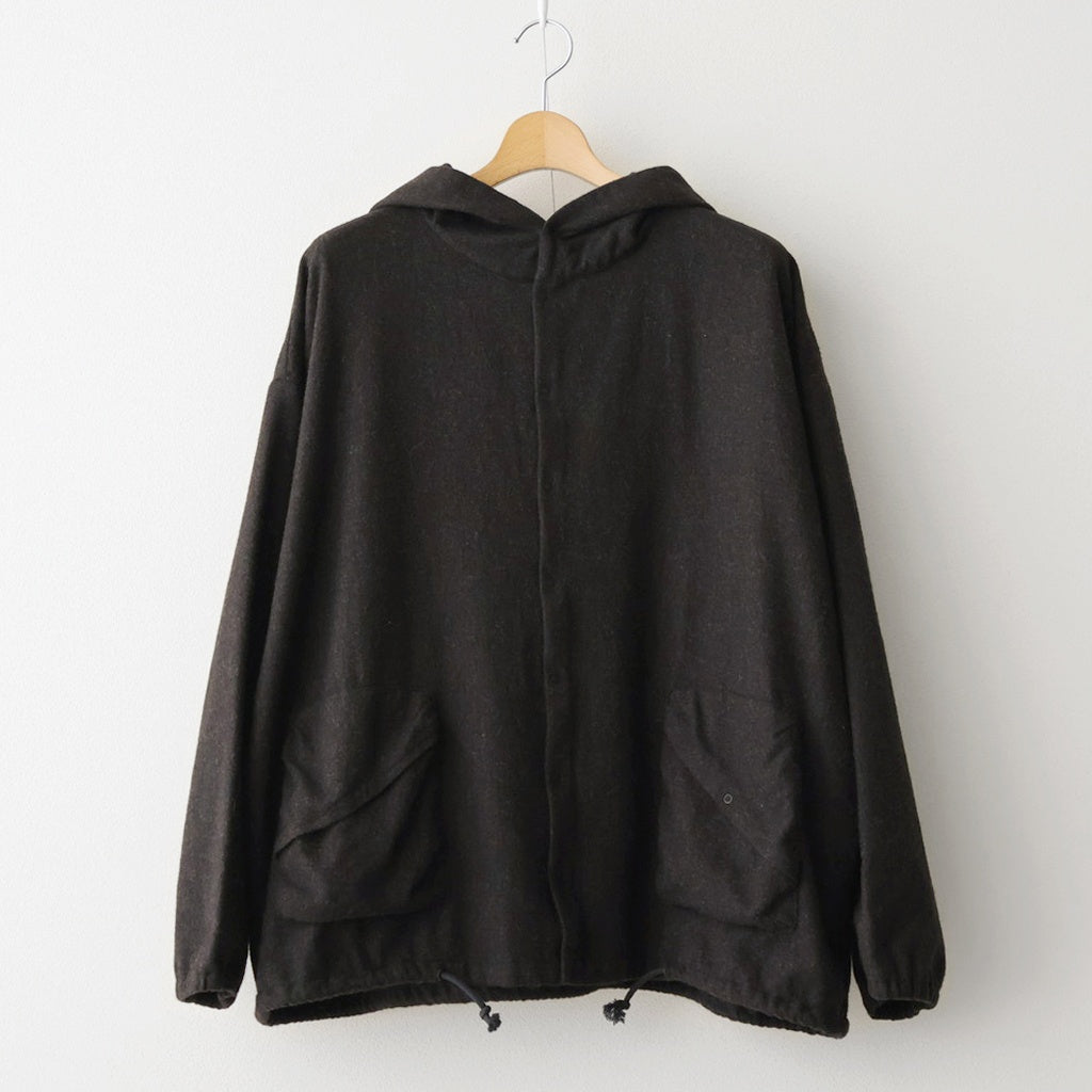 縮絨ウールワイドフーディー #DARK BROWN [D225-T391]