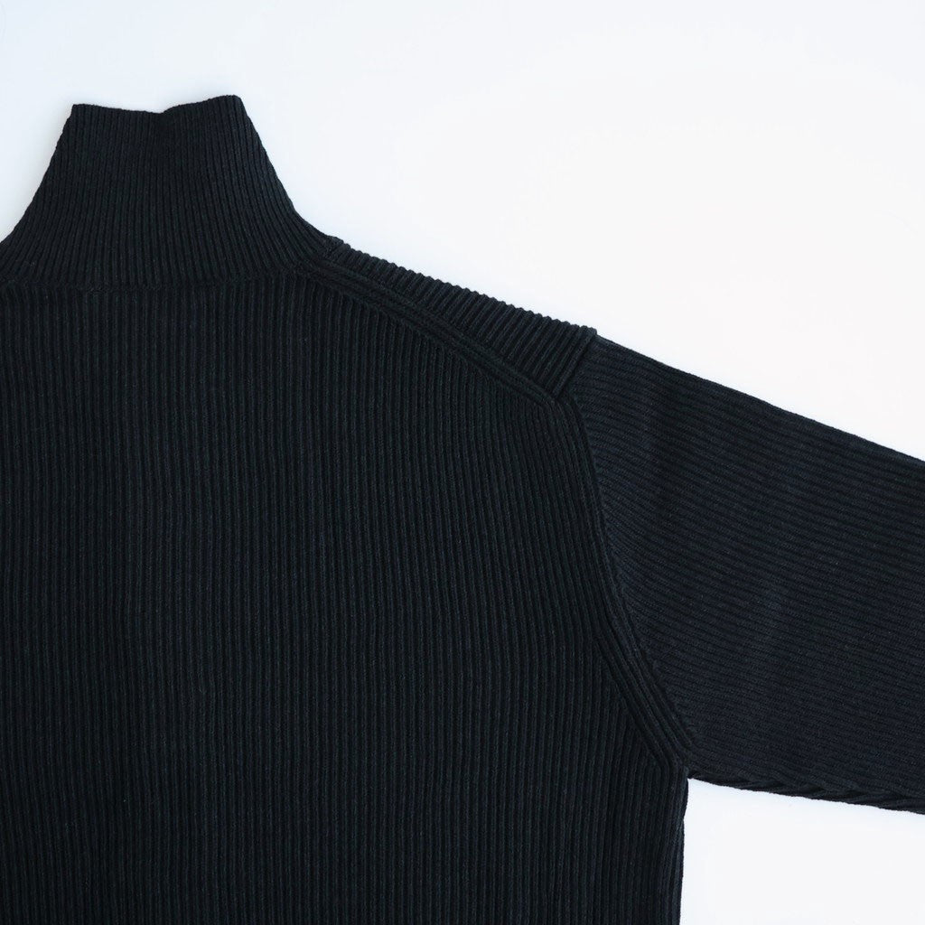 SUPER FINE WOOL RIB KNIT ZIP CARDIGAN #TOP BLACK [A26AC01RK]