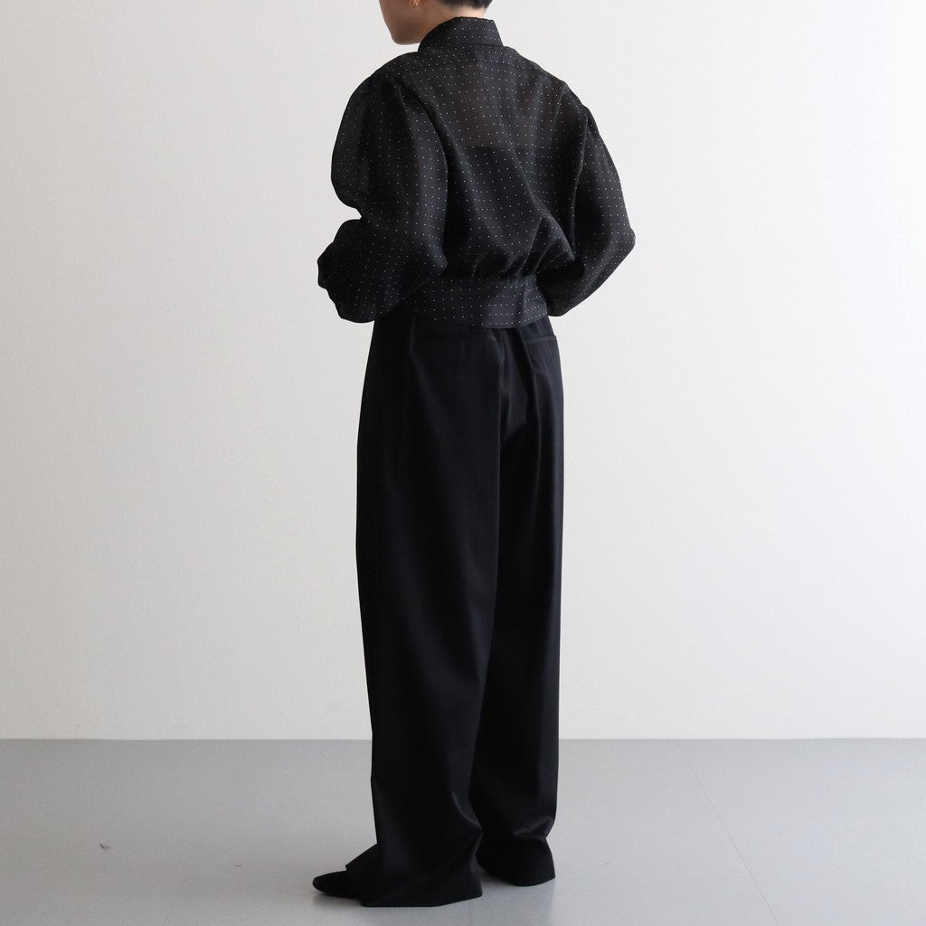 Viscose Wool Silk Gabardine Easy Wide pants #BLACK [GL241-40162]