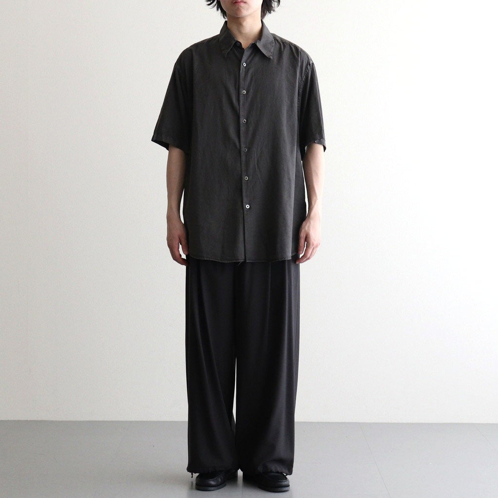COTTON SILK GARMENT-DYED LOOSED SHIRT #CARBON [YK26SS01289SH]