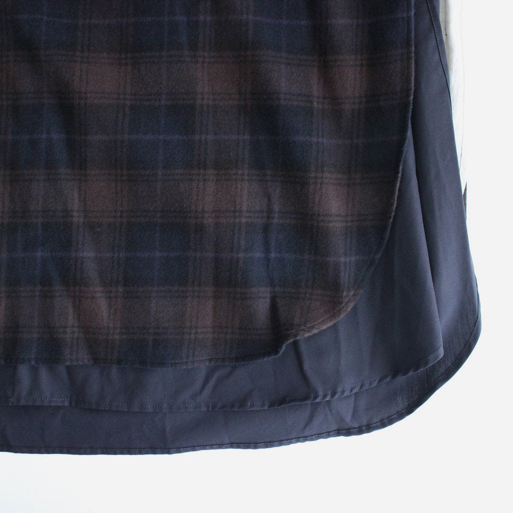 OVERSIZED LAYERED FLANNEL SHIRT #DARK NAVY CHECK [ST.463]
