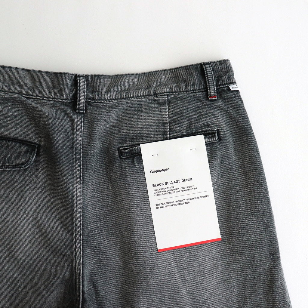 Selvage Denim Two Tuck Pants #BLACK LIGHT FADE [GU251-40188LB]