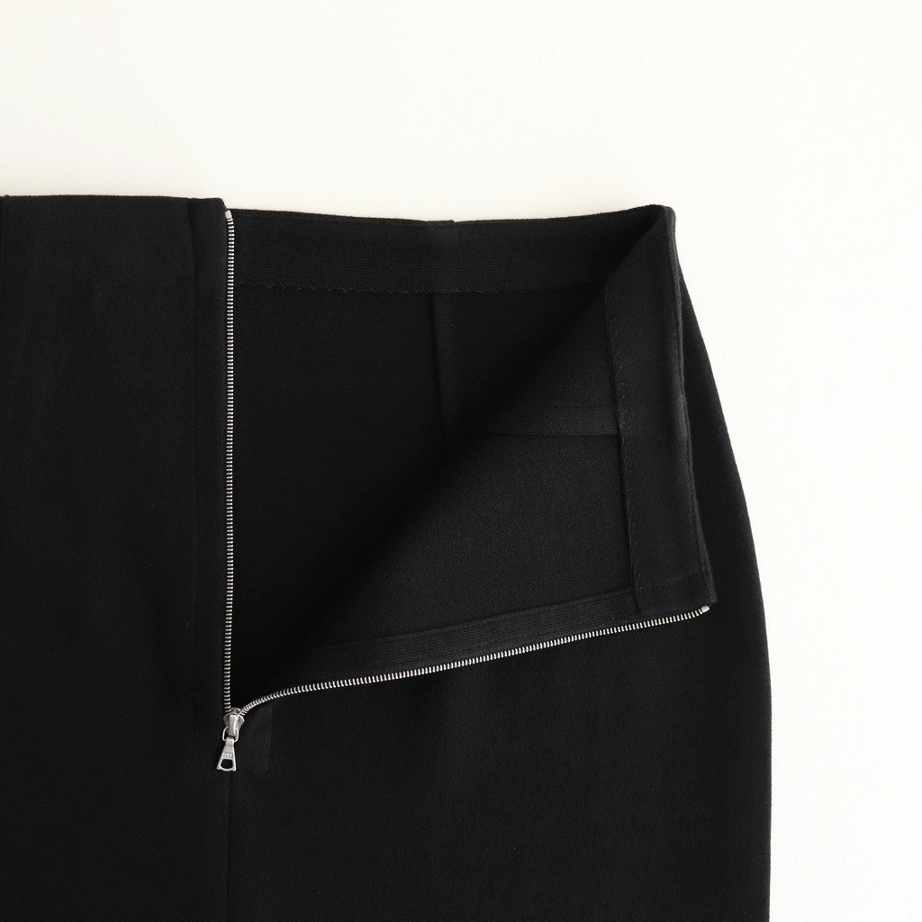 COTTON SILK STRETCH DOUBLE FACE KNIT SKIRT #BLACK [A25SS02WF]