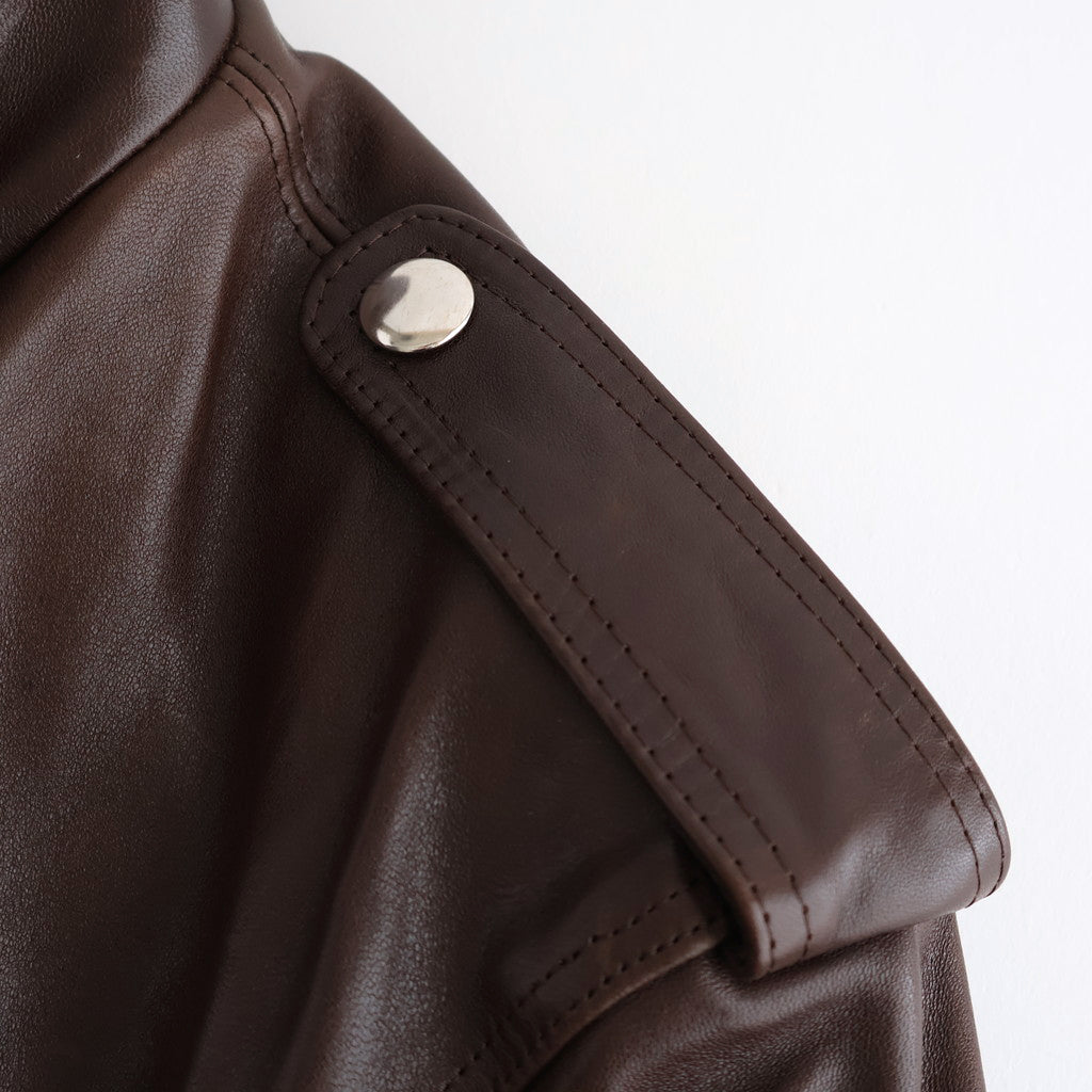 HEAVY LAMB LEATHER RIDERS JACKET #DARK BROWN [A25AB01LA]