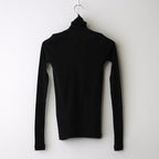 HIGH GAUGE SHEER RIB TURTLE NECK L/S TEE #BLACK [A00T02HF]