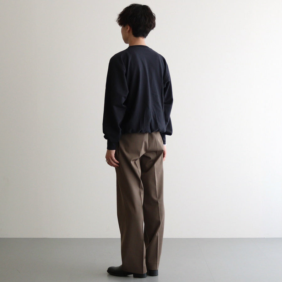 LIGHT WOOL MAX GABARDINE TWO-TUCK SLACKS #TOP BROWN [A24AP03MG]