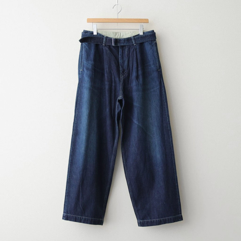 Selvage Denim Belted Pants #INDIGO_DARK FADE [GU261-40064DB]