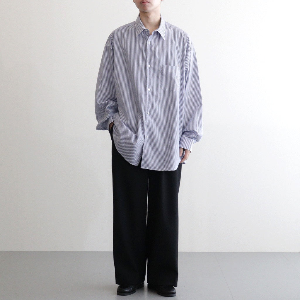 Broad Stripe L/S Oversized Regular Collar Shirt #BLUE STRIPE
