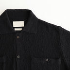 COTTON SHEER KNIT OPEN COLLAR SHIRT #BLACK [YK25SS0964S]
