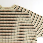 SHETLAND WOOL CASHMERE RIB KNIT P/O #IVORY STRIPE [A25AP01SB]