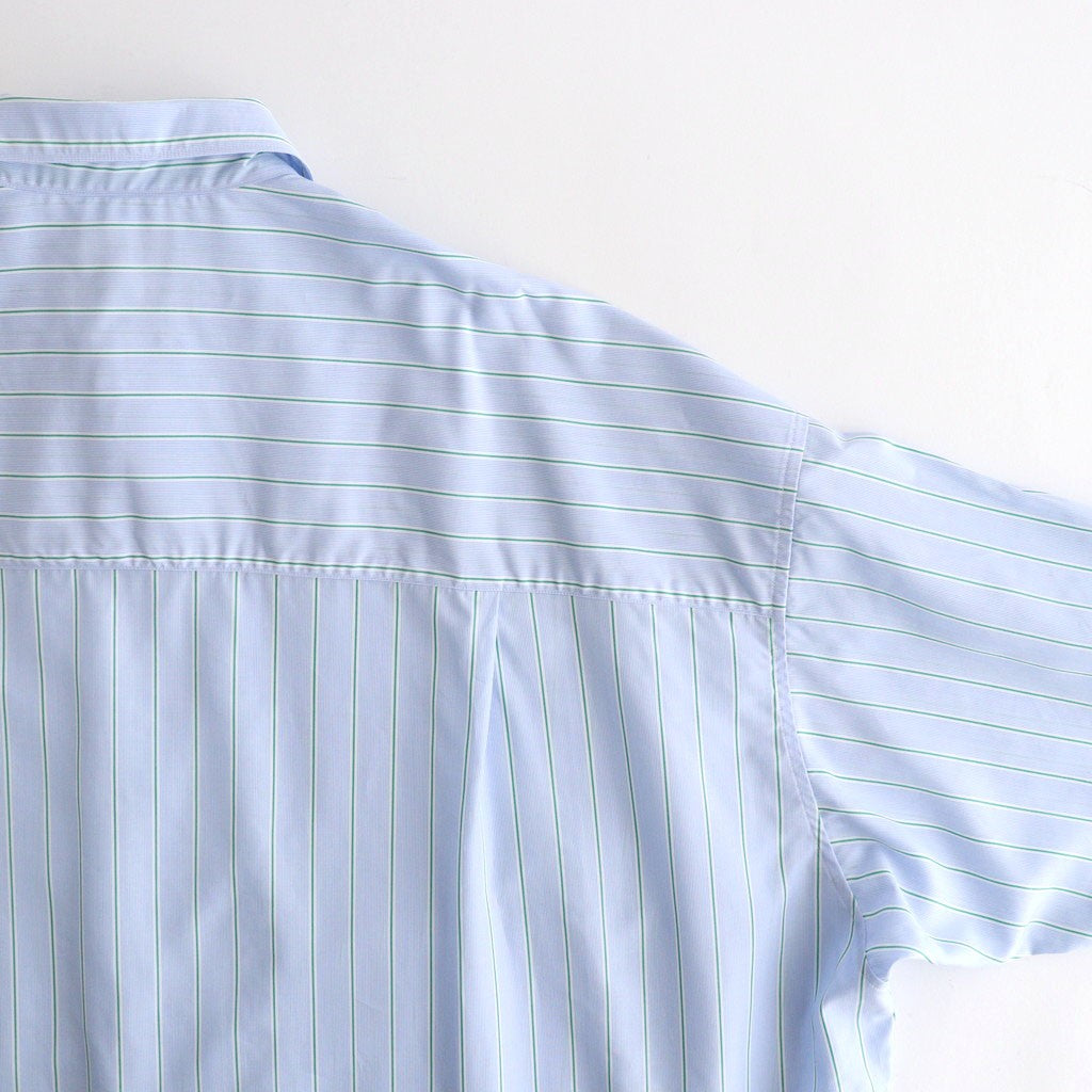 SIDOGRAS S/S Oversized Regular Collar Shirt #GREEN PIN STRIPE [GM262-50029]