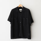 COTTON SHEER KNIT OPEN COLLAR SHIRT #BLACK [YK25SS0964S]