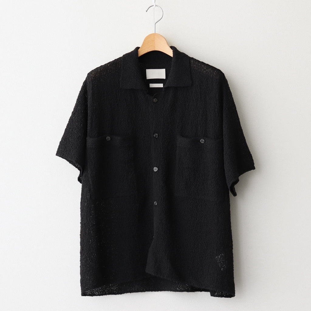COTTON SHEER KNIT OPEN COLLAR SHIRT #BLACK [YK25SS0964S]