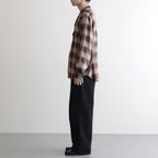 PLAID OPEN COLLOR SHIRTS #WINE RED [25330501]