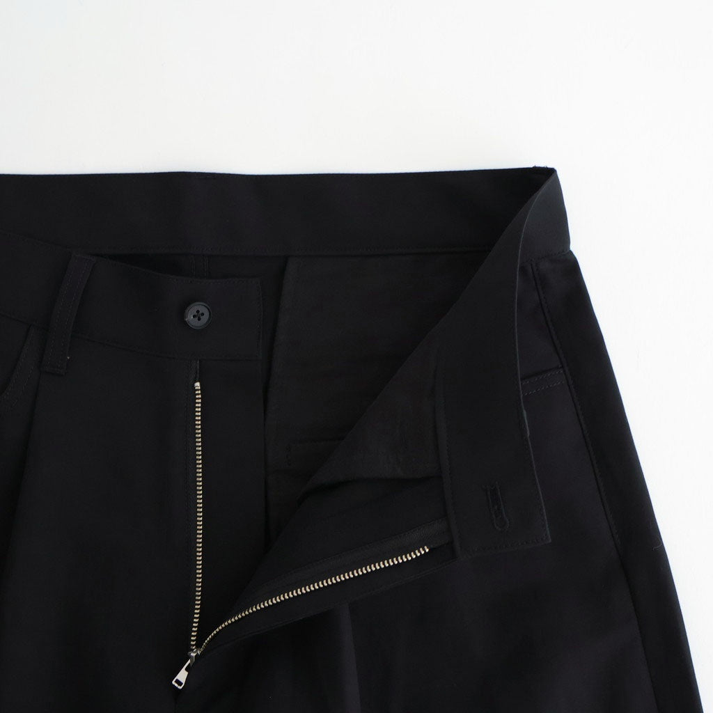 DOUBLE WEAVE COTTON ONE TUCK WIDE PANTS #BLACK [ST.1398]