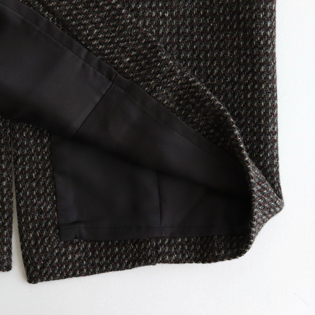 ALPACA WOOL SILK TWEED PENCIL SKIRT #GRAY BROWN HAIRLINE [A25AS06LS]