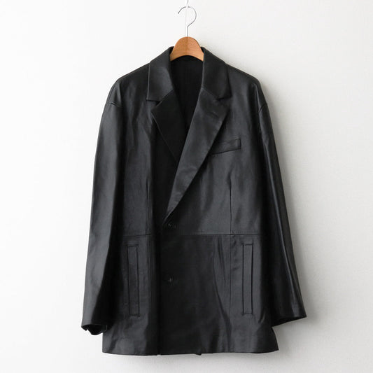 LEATHER DOUBLE BRESTED JACKET #BLACK [ST.920]