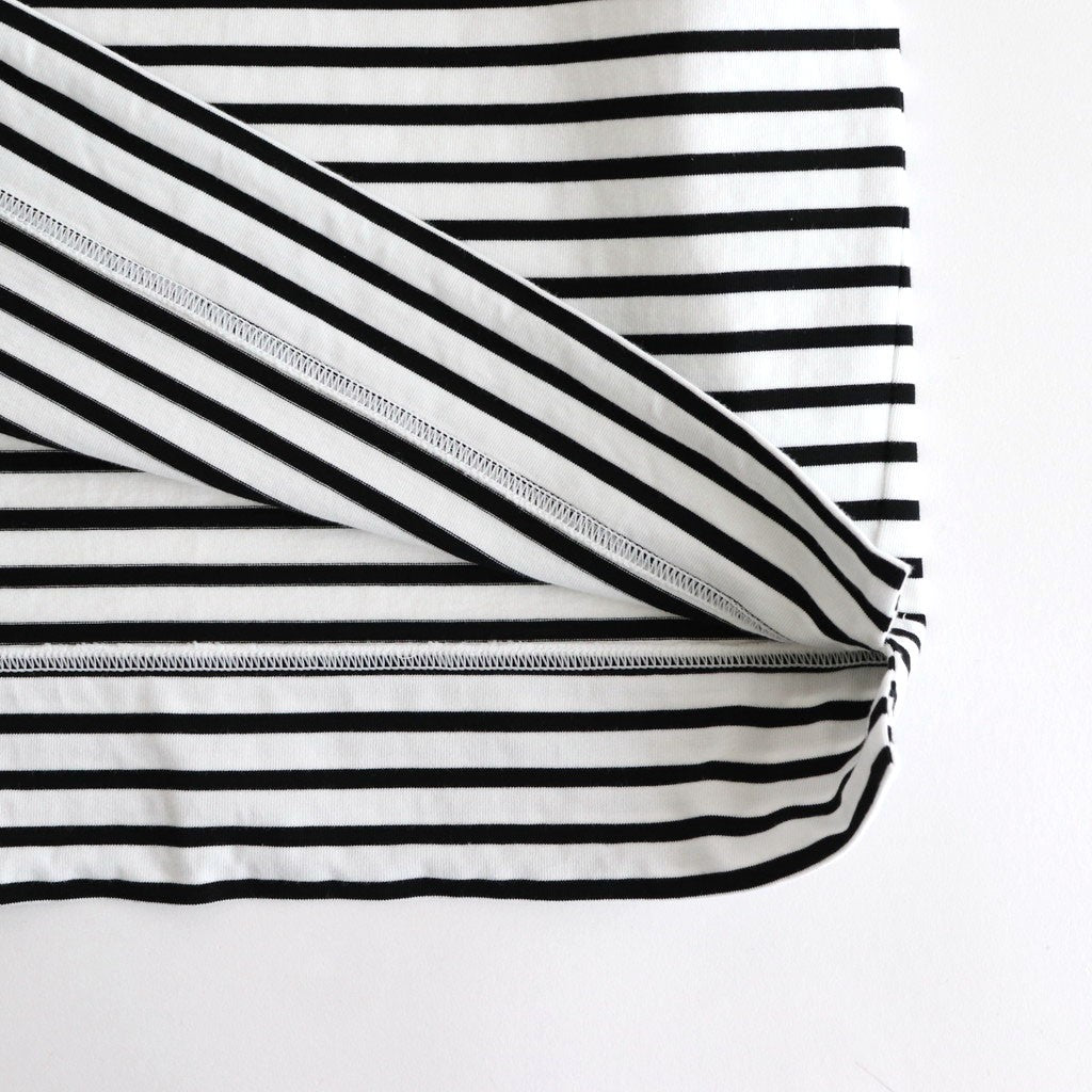 FBSBTF - 微強撚綿天竺 ボートネックロンT #08 WH base×BK bd [SN_FR0907TF]