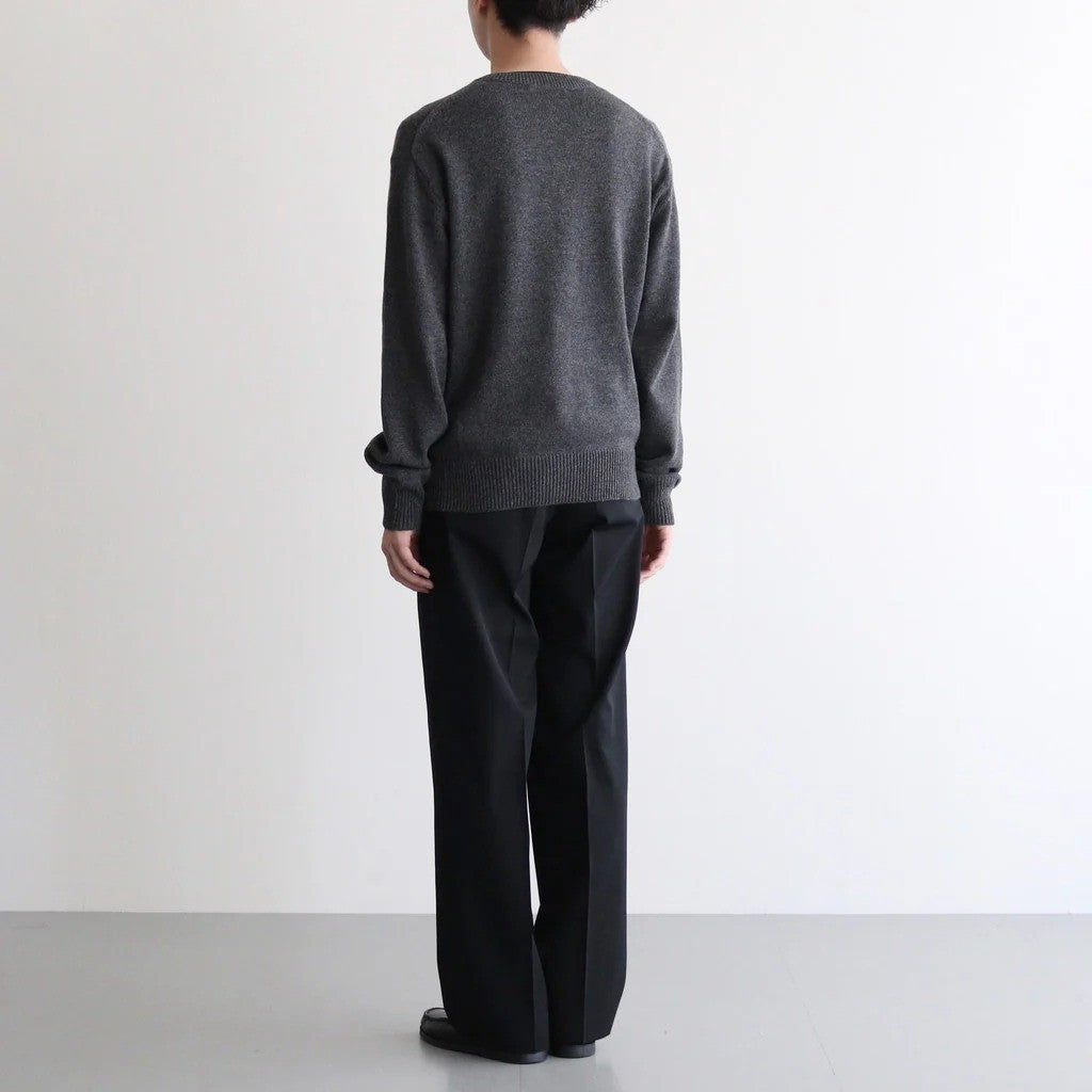 LIGHT WOOL MAX GABARDINE TWO-TUCK SLACKS #TOP BLACK [A26AP03MG]