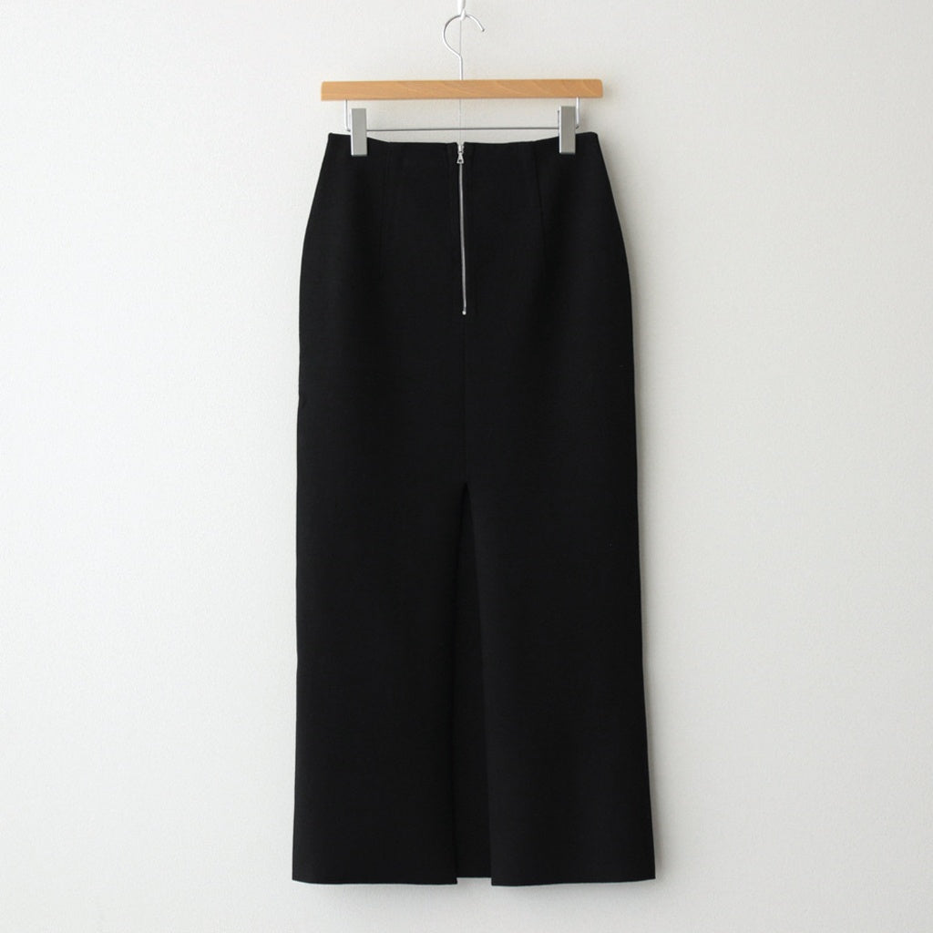 COTTON SILK STRETCH DOUBLE FACE KNIT SKIRT #BLACK [A25SS02WF]